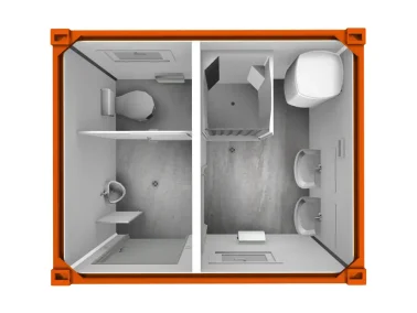 Sanitärcontainer 3 m, WC und Dusche