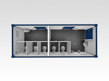 Sanitärcontainer 6 m, WC, Damen und Herren