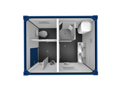Sanitärcontainer 3 m, WC und Dusche
