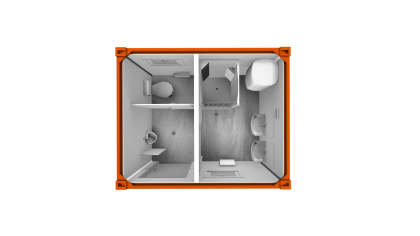 Sanitärcontainer 3 m, WC und Dusche